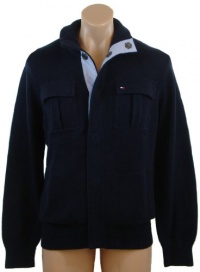 Tommy Hilfiger Mens Button Front Cardigan Logo Sweater - L - Navy