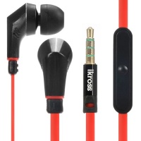 iKross In-Ear 3.5mm Noise-Isolation Stereo Earphones With Handsfree Microphone Headset- Black/Red for Apple iPod touch 5th Generation, iPod nano 7th Generation , Blackberry, iPhone, Smartphone, Tablets, Cell Phone, MP3 Player