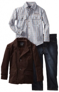 Kenneth Cole Boys 2-7 Toddler Blazer with Shirt and Jean, Brown, 3T