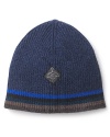 Add this ribbed beanie to your cold weather repertoire for a handsome finish whenever you head outdoors.