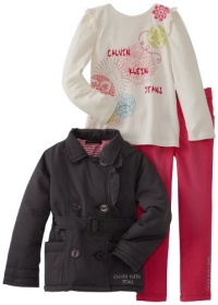 Calvin Klein Girls 2-6X Jacket With Tee And Pink Jean, Gray, 5