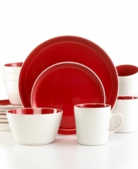 Made to last and easy to love, Oneida's Color Burst dinnerware boasts everyday durability and a modern two-tone design. A treat for tables of four, this set combines bright white and cherry red in clean coupe shapes.