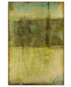 Set the tone with modern art. Measuring nearly six feet long, this abstract canvas print saturates your bedroom or foyer with muddled shades of olive, lime, black and teal.