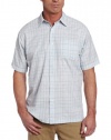 Van Heusen Men's Short Sleeve Faux Linen Medium Plaid Woven