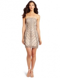 Adrianna Papell Women's Strapless Fully Beaded Cocktail Dress, Nude, 2