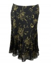 Lauren Ralph Lauren Womens Petite Gold Rose Print Flute Skirt