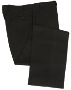 Calvin Klein Mens Flat Front Solid Black Wool Dress Pants