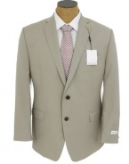 Calvin Klein Mens Solid Stone Beige Slim Fit Wool Suit