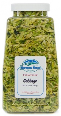 Harmony House Foods, Dried Cabbage, Flakes, 12 Ounce Quart Size Jar