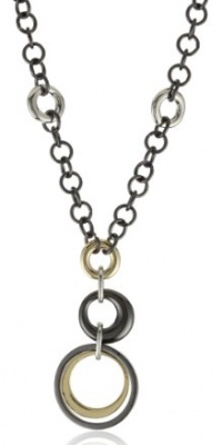 Anne Klein Mixed Metal Gold-tone and Hematite Plated Frontal Necklace