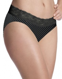 Bali One Smooth U - No Lines, No Slip Bikini w/ Lace Waistband 24A8, Piper Polka Dot Print, 10