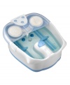 Give your feet the spa treatment with massaging therapy that will relax you to your very core. This spa foot bath features a waterfall, dual bubble action and pumice stone, brush and massage attachments for a soothing experience that lets you escape… feet first! 1-year warranty. Model FB52.