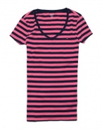 Tommy Hilfiger Women Slim Fit Thin Stripes V-neck T-shirt