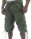 MO7 Most Official Seven Men's Belted Heavy Wash Cargo Shorts