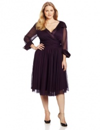 Jessica Howard Women's Plus-Size 3/4 Sleeve Ruched Waist Dress