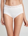 Soft cotton briefs with floral lace trim for a romantic touch. Style #1483