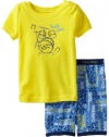 Calvin Klein Boys 2-7 2 Piece Rock Band Short Sleeve Short Set, Yellow, 3T