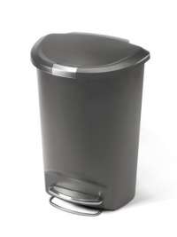 simplehuman 50L-Liter / 13-Gallon Semi-Round Step Trash Can, Grey Plastic