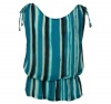 MICHAEL Michael Kors Womens Striped Bunch Cinch Shoulder Top