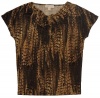 Michael Kors Womens English Pheasant Print S/S Cowl Neck Blouse Top