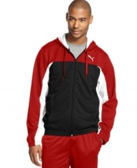 No matter how amped up you are, looked relaxed when it's go time with this cool mesh hoodie from Puma.