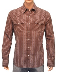 True Religion Brand Jeans Men's Mick Western Snap Down Shirt Brown