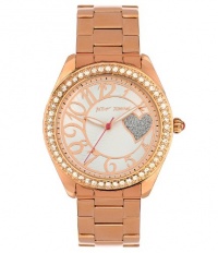 Betsey Johnson Rose Gold Silver Sparkle Heart Bling Time Watch