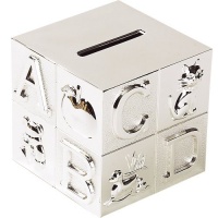 Elegant Baby Silver Plated Abc Block Bank