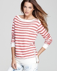 Earn your fashion stripes in a playful Red Haute sweatshirt. Side zippers add an extra touch of fun to this weekend must-have.