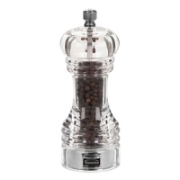 Designed to cut, then grind for maximum flavor, this durable pepper mill from Trudeau is made of clear acrylic for a sleek, modern look.