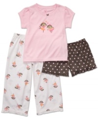 Mix and match the prints with this monkey ballerina jersey tee, shorts and pajama pants set from Carter's.