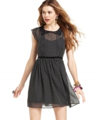 So many reasons to love this polka dot day dress from American Rag! The crochet-knit faux collar accents the frock with irresistibly cute style.