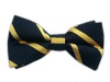 100% Silk Woven Navy Striped Self-Tie Bow Tie