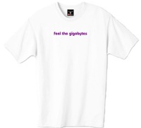 feel the gigabytes 100% Cotton Unisex Tee with funny Beware of the Geek Joke Text