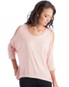 GUESS Ivy Three-Quarter Sleeve Top, PINK GLOSS (MEDIUM)