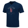 MLB Mens Boston Red Sox Game Day Weathered Athletic Navy Heather Short Sleeve V-Neck Tee By Majestic