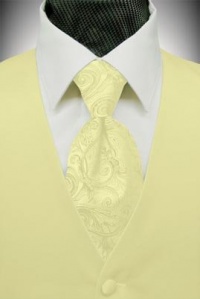 Tuxedo Vest - Solid Satin Banana with Coordinating Tapestry Tie