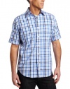 Nautica Men's Bold Plaid Shirt, French Blue, Large