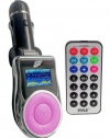 GSI Super Quality In-Car Wireless Hands-Free FM Modulator-Transmitter for MP3/MP4/iPod/iPhone/CD/DVD Players - SD/Memory Card/Flash Slot - Line-In Function - LCD Display - Cigarette Lighter Plug - Includes Remote Control - Pink