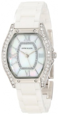 Anne Klein Women's 10/9867MPWT Ceramic Swarovski Crystal Accented Silver-Tone White Ceramic Watch