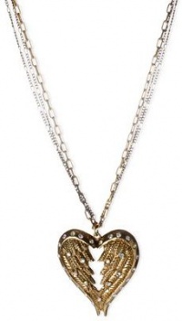 Betsey Johnson Multi-Tone Glass Crystal Heart Wings Pendant