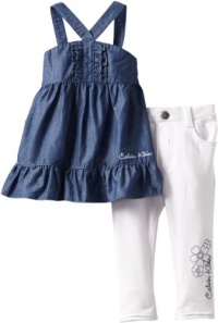 Calvin Klein Baby-Girls Infant Tunic with Pants, Blue, 24 Months