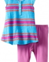 Splendid Littles Baby-Girls Newborn Santorini Stripe Short Sleeve Tunic Legging Set, Blue Moon, 6-12 Months