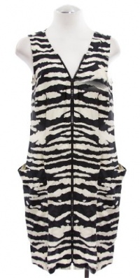 Michael Kors Zebra Print Silk Zip Front Sleeveless Shift Dress 2