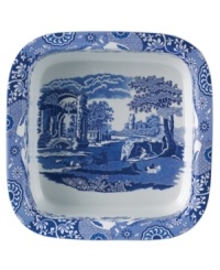 A charming rendering of the Italian countryside. Part of Spode's Blue Italian collection, vivid hues on creamy earthenware radiate old-world charm.