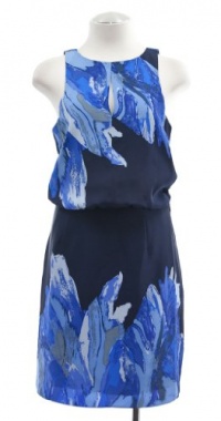 Tibi Navy Multicolored Silk Petals Easy Sleeveless Dress 4