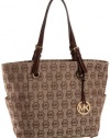 Michael Kors Monogram Jet Set Signature Womens Handbag Tote Brown