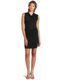 Three Dots Women's Cowl Neck Dress, Black, Medium