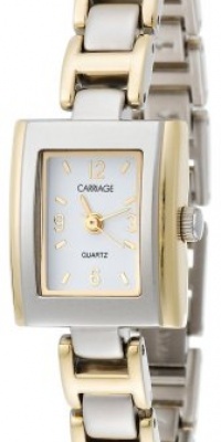 Carriage Women's C6A301 Two-Tone Square Case White Dial Two-Tone Stainless Steel Jewelry Bracelet Watch