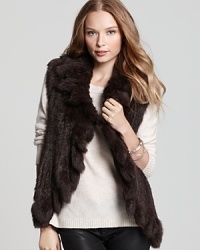 Crafted from luxurious rabbit fur, this ruffled 525 America vest offers luxurious warmth in a layer-perfect open front silhouette.